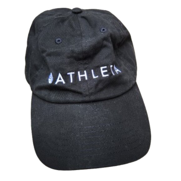 Athleta Logo Black Baseball Hat Classic Spellout Print 100% Cotton - Picture 1 of 7